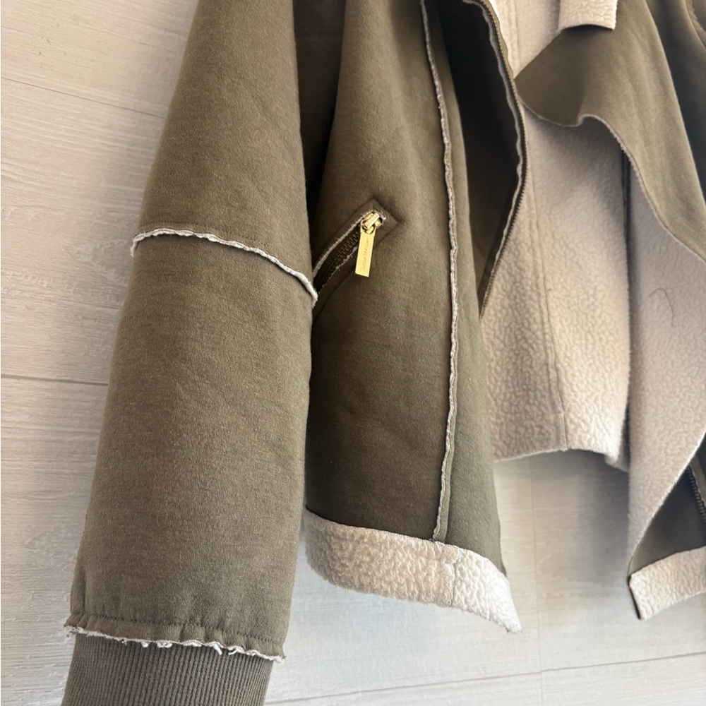 Michael Kors Olive Teddy Jacket with Cream Lining - Picture 2 of 8